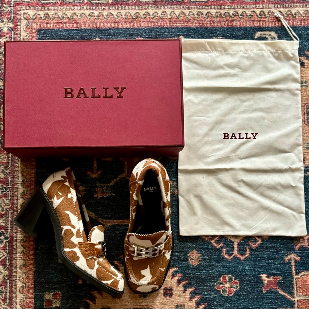 NEW & RARE! BALLY Ellyane Mary Jane Pumps Heels Calf Hair Animal Print Size 7.5